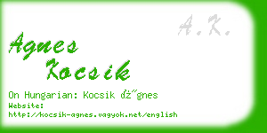 agnes kocsik business card